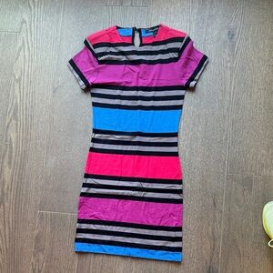 French Connection Pink and Blue Striped Mini Dress
